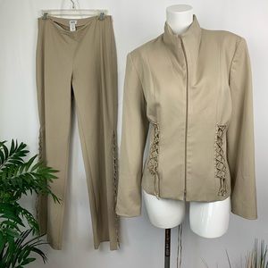 Cache Vintage Khaki Pants suit Size 12